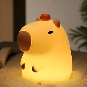 Lampa De Veghe Pentru Copii, Din Silicon, Senzor Tactil, Model Capibara - Img 1