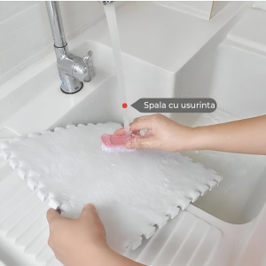 Set 10 Piese Covor Tip Puzzle, Spuma EVA, Pufos, 30 x 30 x 1 cm, Crem - Img 4