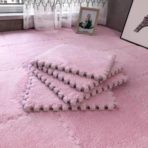 Set 10 Piese Covor Tip Puzzle, Spuma EVA, Pufos, 30 x 30 x 1 cm, Roz Pudrat - Img 3