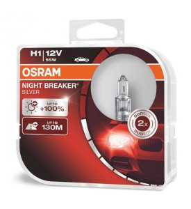 Set 2 Becuri Halogen OSRAM H1 12V 55W P14 5S NIGHT BREAKER SILVER +100%