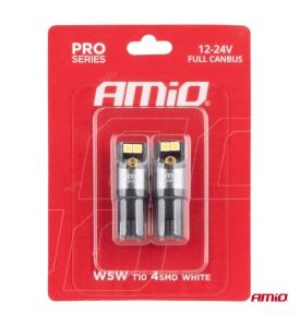 Set 2 Becuri Led T10 Alb Canbus Pro W5W 4X3030 12 / 24V - Img 2