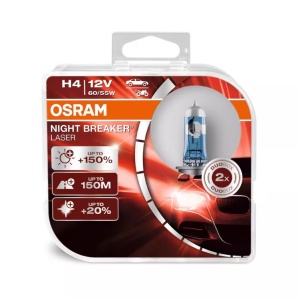 Set 2 Becuri Osram H4 Night Breaker LASER - 150%, 12V, 60/55W