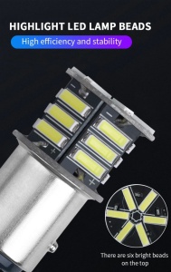 Bec Led BA15S P21W Rosu 1156 Cu 21 SMD 7020 12V - Img 3