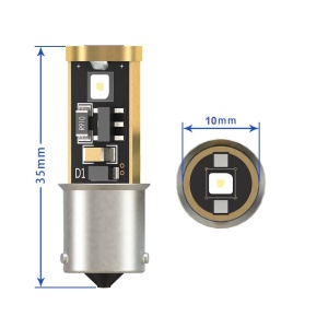 Bec Led BA9S Rosu Canbus 3 SMD 3838, 9-30V Fara Polaritate - Img 4