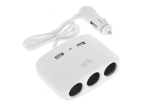 Adaptor Bricheta 3 Iesiri + 2 Usb Alb - Img 1