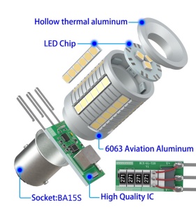 Bec Led Semnalizare P21W BA15S Super Canbus 45 SMD 3030 12-24V - Img 4