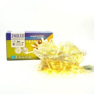 Instalatie Craciun Tip Perdea, 240 LED-uri, 2m x 2m, Alb Cald - Img 7