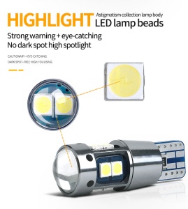 Set 2 Becuri Led T10 Canbus Cu Lupa, Rezistent La Apa, 10 Smd 3030 12V - Img 5