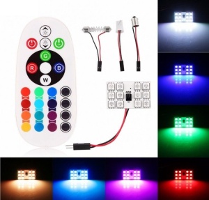 Set 2 Placute LED 12 SMD RGB cu Telecomanda - Img 1