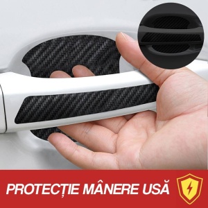 Set 8 Protectii Zgarieturi Manere Usa Carbon