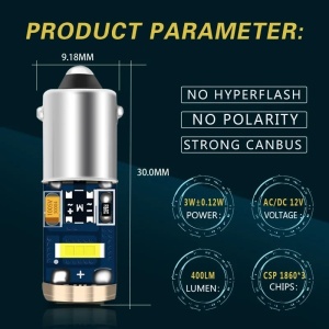 Bec Led BAY9S H21W Alb Canbus 3 SMD 1860 CSP9 12V Fara Polaritate - Img 3