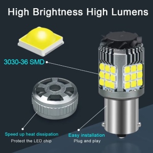 Bec Led P21W BA15S Super Canbus Cu 36 SMD 3030 12-24V - Img 2