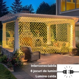 Instalatie Craciun Tip Plasa, 80 LED, 1.2 M, Alb Cald - Img 4
