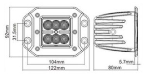 Proiector LED Auto Offroad 18W/12V-24V, 1320 Lumeni, Incastrabil, Flood Beam 90 Grade - Img 4