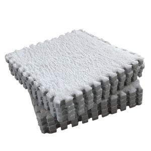Set 10 Piese Covor Tip Puzzle, Spuma EVA, Pufos, 30 x 30 x 1 cm, Alb - Img 1