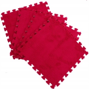 Set 10 Piese Covor Tip Puzzle, Spuma EVA, Pufos, 30 x 30 x 1 cm, Rosu - Img 1
