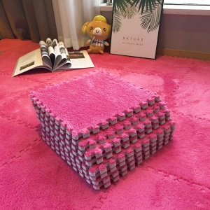 Set 10 Piese Covor Tip Puzzle, Spuma EVA, Pufos, 30 x 30 x 1 cm, Roz - Img 3