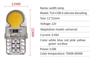 Bec Led T10 (W5W) COB Alb, Rezistent La Apa, Fara Canbus - Img 3