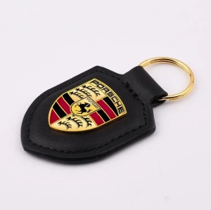 Breloc Auto Piele Premium Porsche Negru