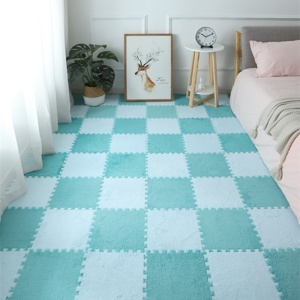 Set 10 Piese Covor Tip Puzzle, Spuma EVA, Pufos, 30 x 30 x 1 cm, Baby Blue - Img 3