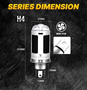 Bec Led H4 Pentru Far Moto, Atv, Scuter, Putere 26W/52W, 8000 Lm, 12-24V MX2-H4 - Img 2