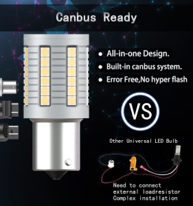 Bec Led Semnalizare P21W BA15S Super Canbus 45 SMD 3030 12-24V - Img 5