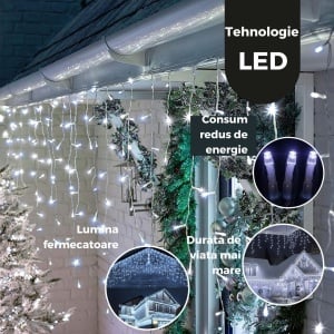 Instalatie Craciun Tip Turturi, 200 LED, 7 M, Alb Rece - Img 2