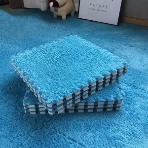 Set 10 Piese Covor Tip Puzzle, Spuma EVA, Pufos, 30 x 30 x 1 cm, Albastru - Img 2