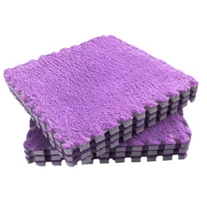 Set 10 Piese Covor Tip Puzzle, Spuma EVA, Pufos, 30 x 30 x 1 cm, Mov - Img 1