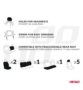 Set 9 Huse Scaune Auto Universale Amio SC-11 - Img 4