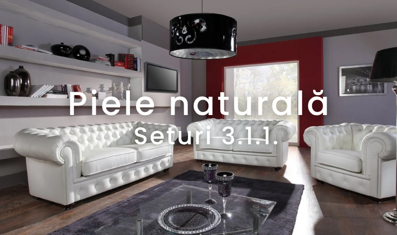 Mobilier tapitat piele naturala