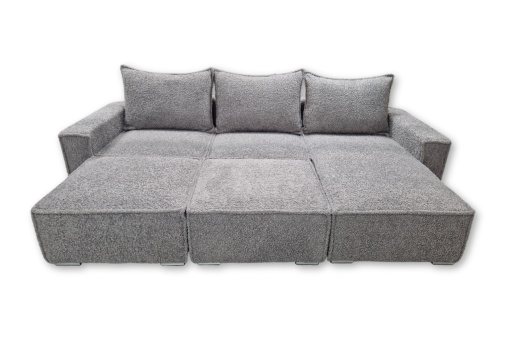 Coltar modular cu 2 tabureti Rio 298x188 cm gri - Img 4