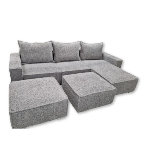 Coltar modular cu 2 tabureti Rio 298x188 cm gri - Img 6