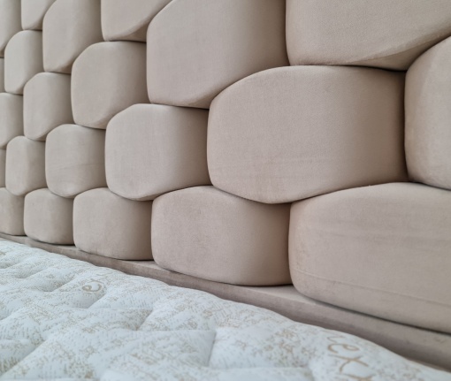 Set pat tapitat cu lada si saltea + 2 noptiere Yesim Dream 160x200 cm gri - Img 4