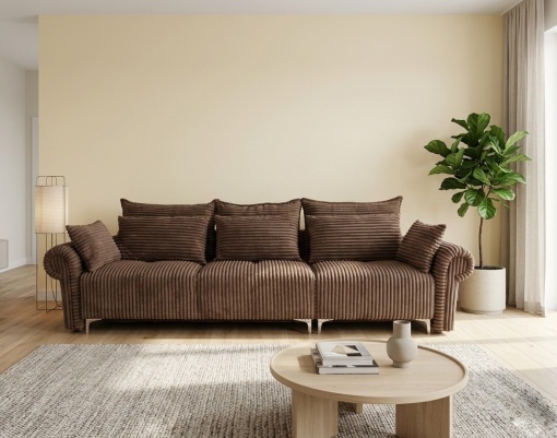 Sistem-Canapea/Coltar extensibil cu lada Chester maron - Img 6