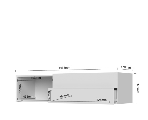 Comoda (stand TV suspendat) Sky TV148-1K2F cu 2 sertare si 1 usa - Img 2