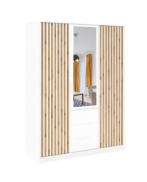Dulap Bali Lux 3D alb cu riflaj stejar - Img 2