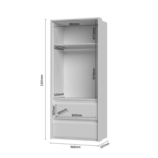 Dulap 2 usi batante si 2 sertare Invictus P22 97x226 cm - Img 2