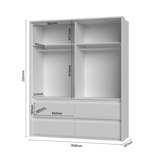 Dulap 4 usi batante cu oglinda si 4 sertare Invictus P44-4OG 187x226 cm - Img 3