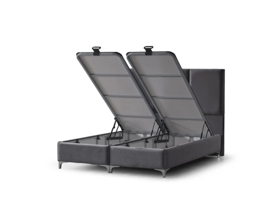Set pat tapitat cu lada si saltea Marquis 160x200 cm crem - Img 2