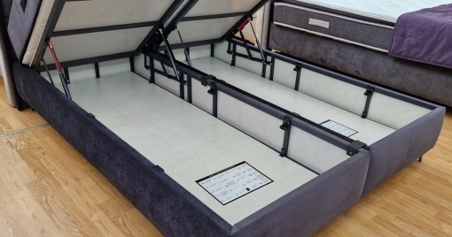 Set pat tapitat cu lada si saltea Optimus 140x200 cm gri - Img 3