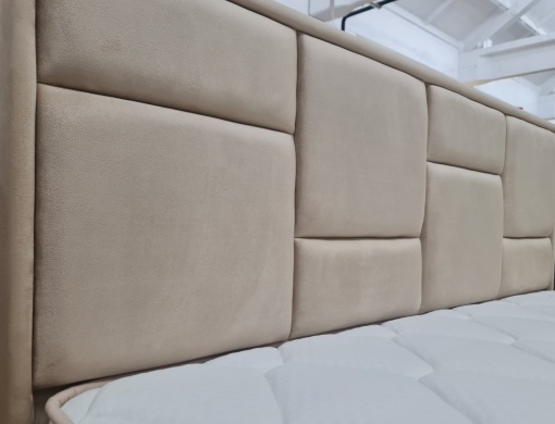 Set pat tapitat cu lada si saltea Benedict 160x200 cm crem - Img 3