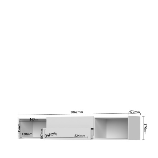 Comoda (stand TV suspendat) Sky TV206-2K2F cu 2 sertare si 2 usi - Img 2