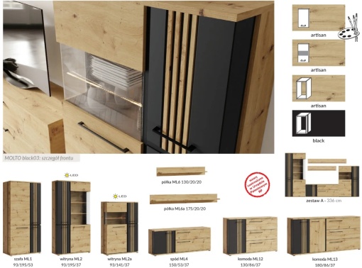Living Molto Zestaw A black 336 cm - Img 3