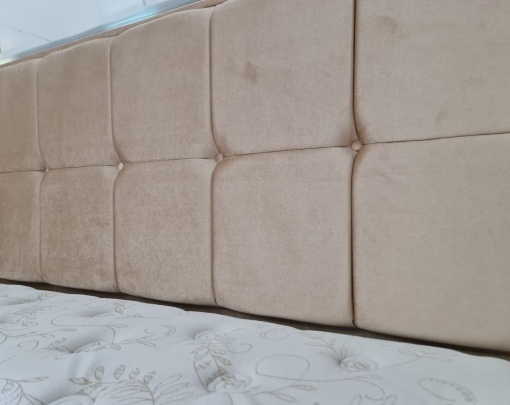 Set pat tapitat cu lada si saltea Optimus 160x200 cm crem - Img 3