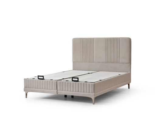 Set pat tapitat cu lada si saltea Winart 160x200 cm bej - Img 3