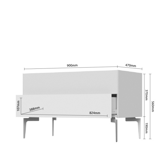 Comoda (stand TV cu picioare) Sky TV90N-2F cu 2 sertare - Img 2