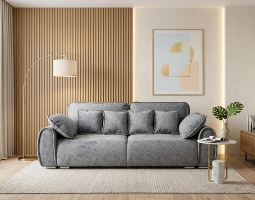 Canapea extensibila cu lada Roxana 3 loc gri inchis - Img 2