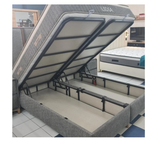 Set pat tapitat cu lada si saltea premium + 2 noptiere Lidia 160x200 cm - Img 6