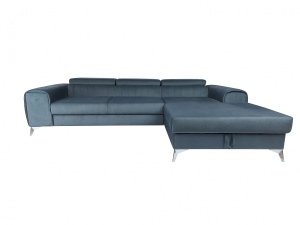 Coltar extensibil cu tetiere si lada depozitare Clement dreapta 283x185 cm gri - Img 4